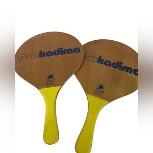PROKADIMA BY SPORTS DESIGN SET OF 2 WOODEN PADDLEBALL RACQUETS NO BALL PREOWNED‎